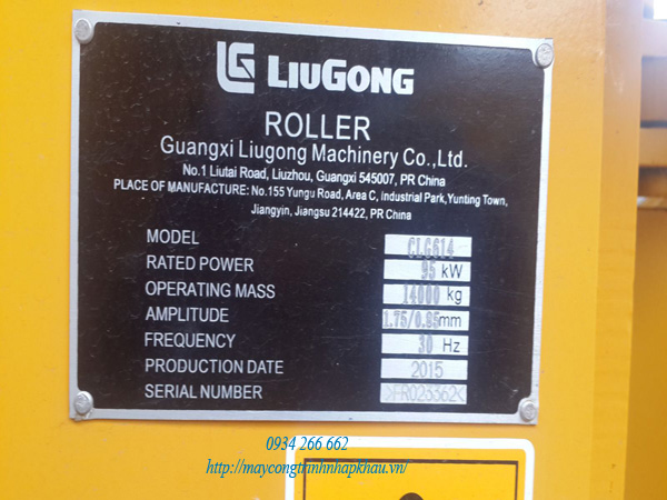 Lu rung Liugong 614, lu rung liugong model CLG614